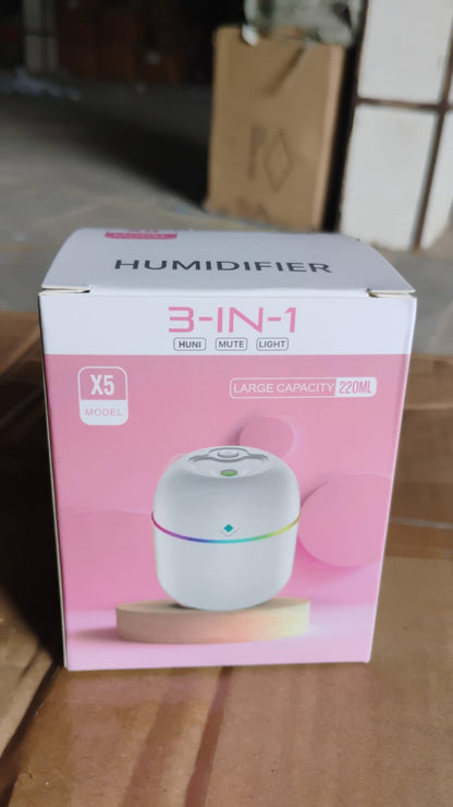 Portable Mini USB Humidifier with Light, Cool Mist & Essential Oil Diffuser (250ML / Mix Design)